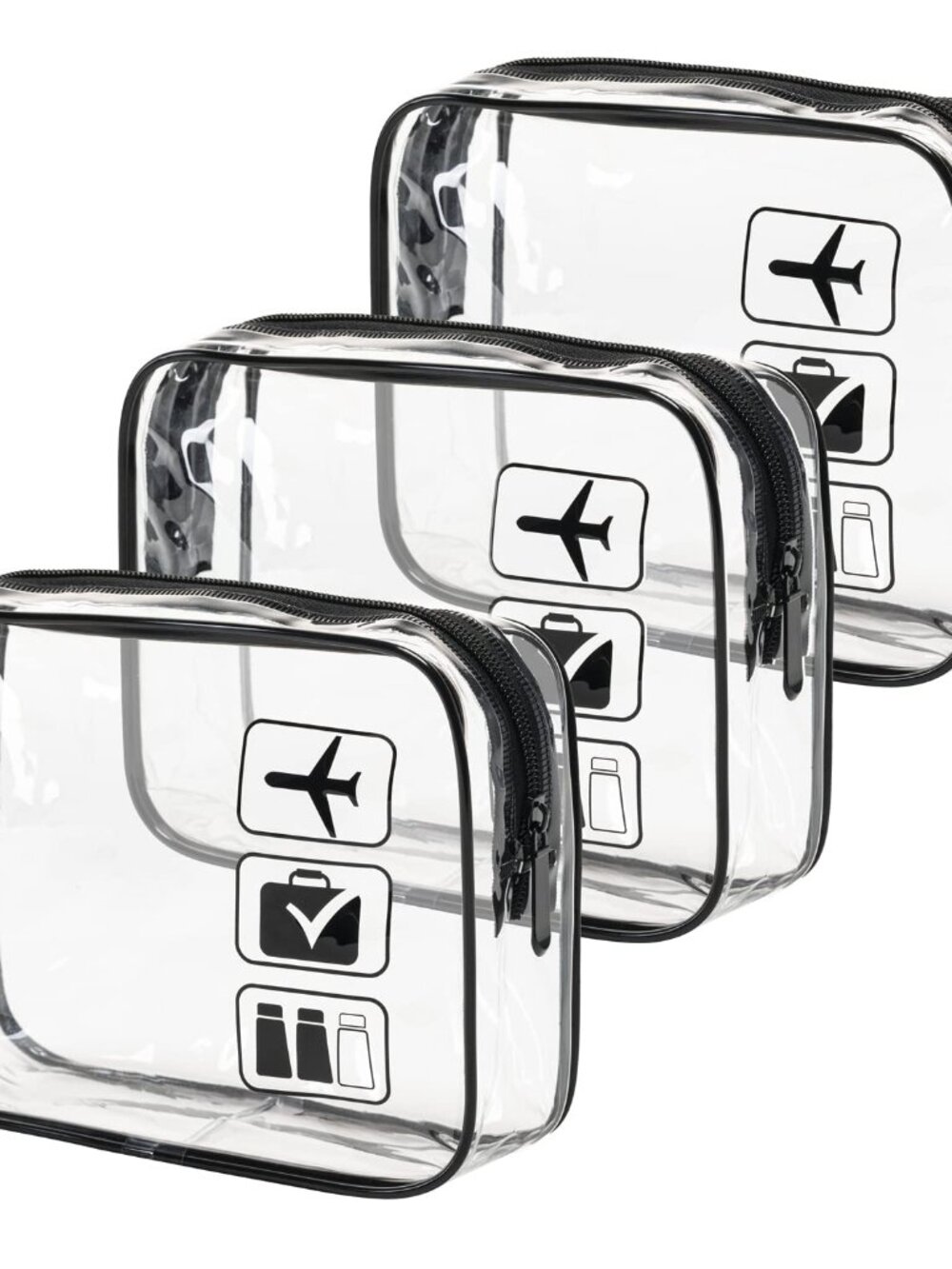 TSA Approved Toiletry Bag, 3 Pcs Clear Toiletries Bags Quart Size Travel Makeup